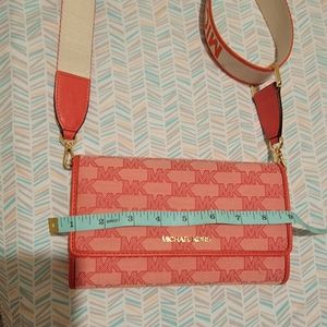 Michael Kors Large Zip-Arouns Wallet Crossbody in Grapefruit Multi